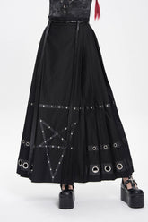 Black Eyelets Rivets Pentacle Horse-face Women's Punk Skirt